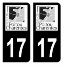 Autocollant Plaque d'immatriculation Voiture Ancienne Région 17 Noir