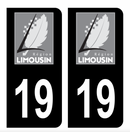 Autocollant Plaque d'immatriculation Voiture Ancienne Région 19