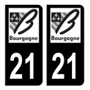 Autocollant Plaque d'immatriculation Voiture Ancienne Région 21 Noir