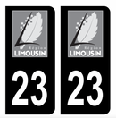 Autocollant Plaque d'immatriculation Voiture Ancienne Région 23