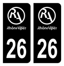Autocollant Plaque d'immatriculation Voiture Ancienne Région 26 Noir