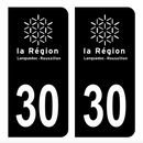 Autocollant Plaque d'immatriculation Voiture Ancienne Région 30 Noir