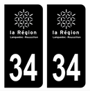 Autocollant Plaque d'immatriculation Voiture Ancienne Région 34