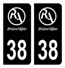 Autocollant Plaque d'immatriculation Voiture Ancienne Région 38 Noir