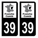 Autocollant Plaque d'immatriculation Voiture Ancienne Région 39