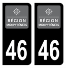 Autocollant Plaque d'immatriculation Voiture Ancienne Région 46 Noir