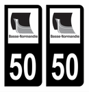 Autocollant Plaque d'immatriculation Voiture Ancienne Région 50 Noir