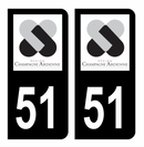 Autocollant Plaque d'immatriculation Voiture Ancienne Région 51 Noir