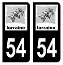 Autocollant Plaque d'immatriculation Voiture Ancienne Région 54