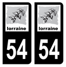 Autocollant Plaque d'immatriculation Voiture Ancienne Région 54 Noir