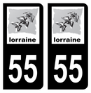 Autocollant Plaque d'immatriculation Voiture Ancienne Région 55