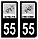 Autocollant Plaque d'immatriculation Voiture Ancienne Région 55 Noir