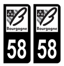 Autocollant Plaque d'immatriculation Voiture Ancienne Région 58