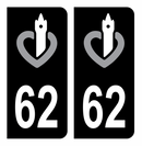 Autocollant Plaque d'immatriculation Voiture Ancienne Région 62