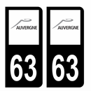 Autocollant Plaque d'immatriculation Voiture Ancienne Région 63 Noir