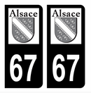 Autocollant Plaque d'immatriculation Voiture Ancienne Région 67