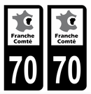 Autocollant Plaque d'immatriculation Voiture Ancienne Région 70