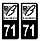 Autocollant Plaque d'immatriculation Voiture Ancienne Région 71