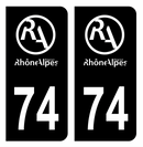 Autocollant Plaque d'immatriculation Voiture Ancienne Région 74 Noir