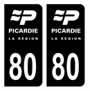 Autocollant Plaque d'immatriculation Voiture Ancienne Région 80 Noir
