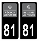 Autocollant Plaque d'immatriculation Voiture Ancienne Région 81 Noir