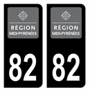 Autocollant Plaque d'immatriculation Voiture Ancienne Région 82 Noir