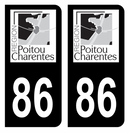 Autocollant Plaque d'immatriculation Voiture Ancienne Région 86