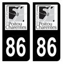Autocollant Plaque d'immatriculation Voiture Ancienne Région 86 Noir
