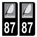 Autocollant Plaque d'immatriculation Voiture Ancienne Région 87 Noir