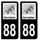 Autocollant Plaque d'immatriculation Voiture Ancienne Région 88 Noir