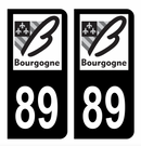 Autocollant Plaque d'immatriculation Voiture Ancienne Région 89