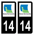 Autocollant Plaque d'immatriculation Voiture Ancienne Région 14 Noir