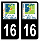 Autocollant Plaque d'immatriculation Voiture Ancienne Région 16 Noir