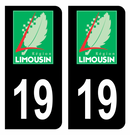 Autocollant Plaque d'immatriculation Voiture Ancienne Région 19 Noir
