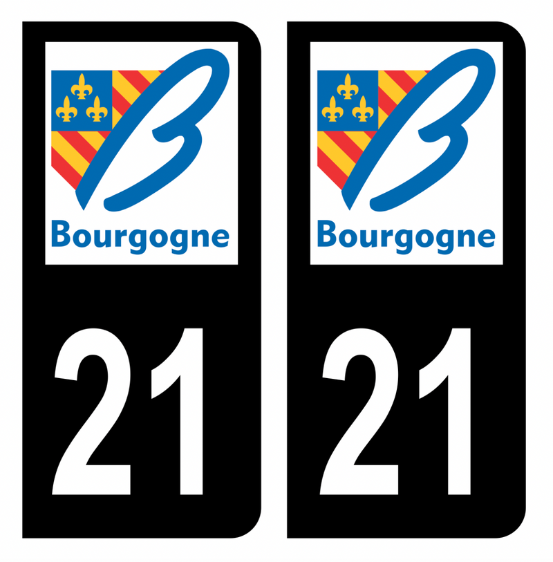 Autocollant Plaque d'immatriculation Voiture Ancienne Région 21