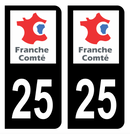 Autocollant Plaque d'immatriculation Voiture Ancienne Région 25