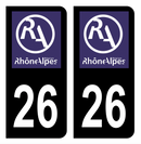 Autocollant Plaque d'immatriculation Voiture Ancienne Région 26 Noir