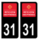 Autocollant Plaque d'immatriculation Voiture Ancienne Région 31