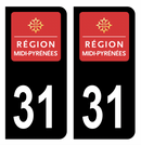 Autocollant Plaque d'immatriculation Voiture Ancienne Région 31 Noir