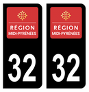 Autocollant Plaque d'immatriculation Voiture Ancienne Région 32 Noir