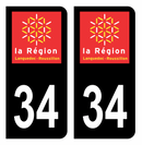 Autocollant Plaque d'immatriculation Voiture Ancienne Région 34