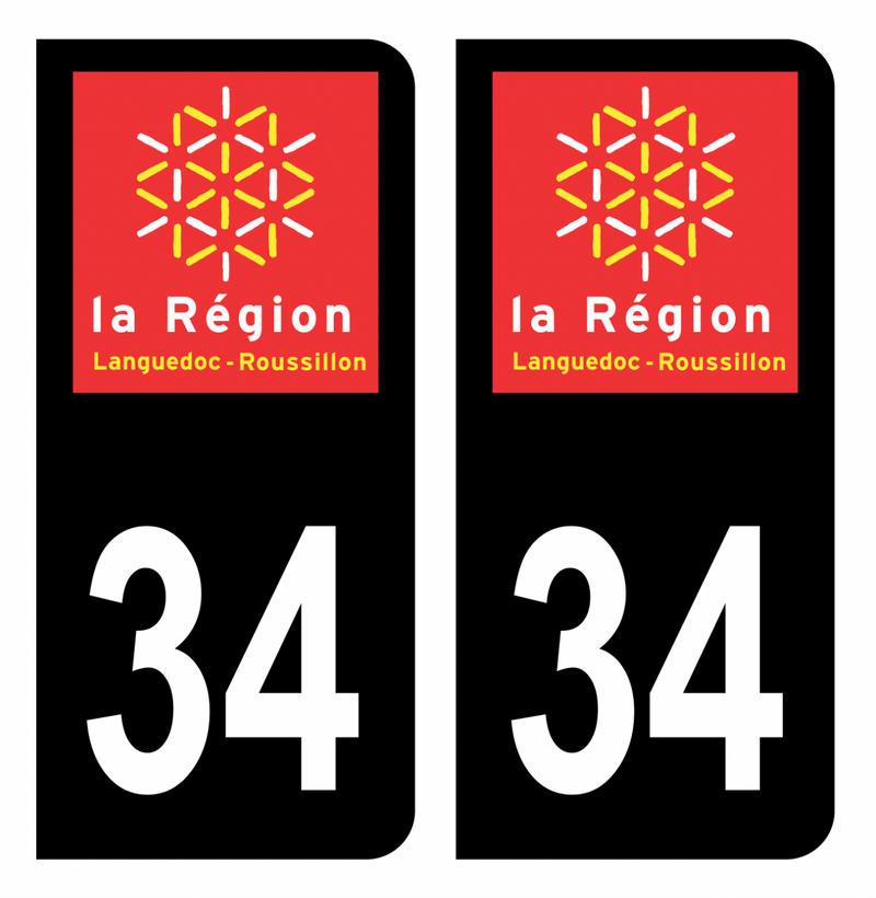 Autocollant Plaque d'immatriculation Voiture Ancienne Région 34