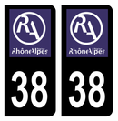 Autocollant Plaque d'immatriculation Voiture Ancienne Région 38