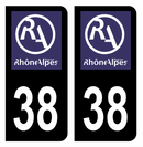 Autocollant Plaque d'immatriculation Voiture Ancienne Région 38 Noir