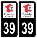 Autocollant Plaque d'immatriculation Voiture Ancienne Région 39