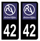 Autocollant Plaque d'immatriculation Voiture Ancienne Région 42 Noir