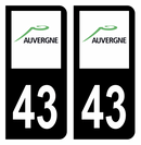 Autocollant Plaque d'immatriculation Voiture Ancienne Région 43 Noir