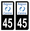 Autocollant Plaque d'immatriculation Voiture Ancienne Région 45 Noir