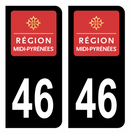 Autocollant Plaque d'immatriculation Voiture Ancienne Région 46 Noir