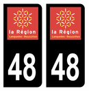 Autocollant Plaque d'immatriculation Voiture Ancienne Région 48 Noir